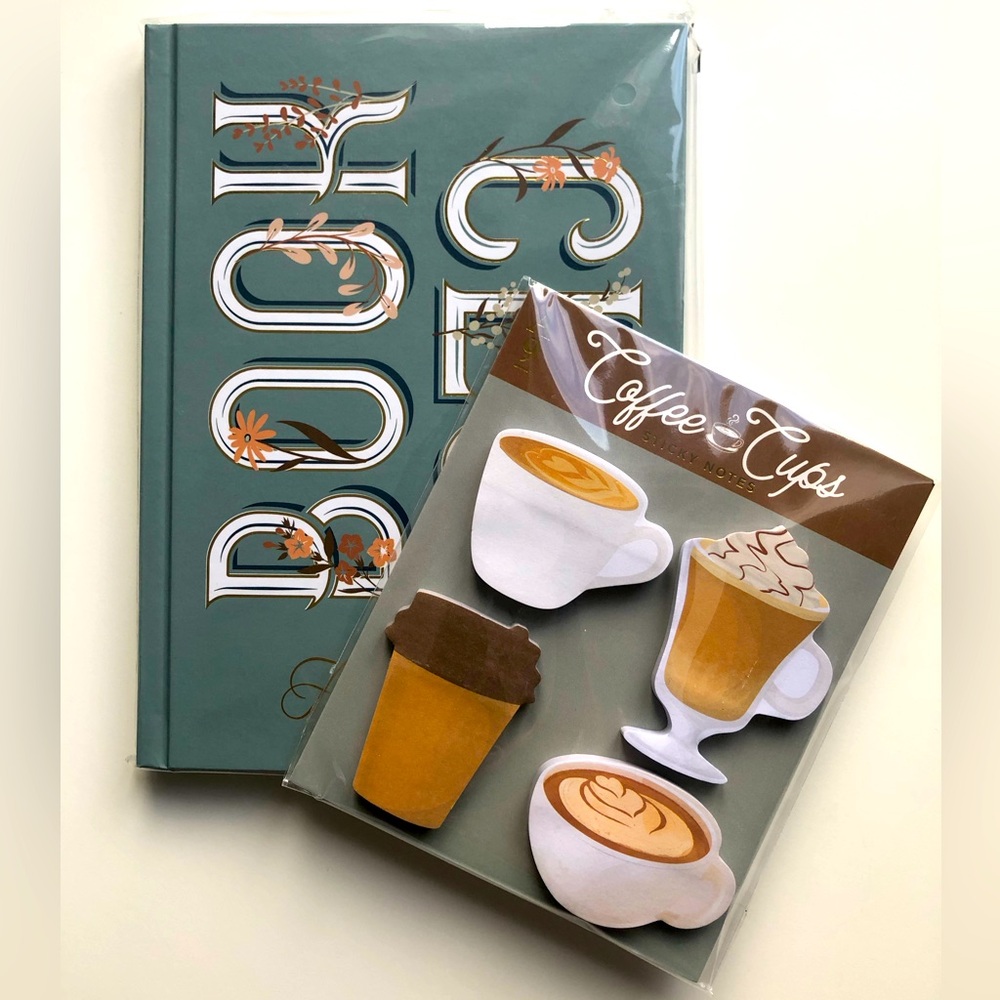 Hardcover Journal and coffee cup sticky notes